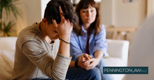 troubled teen talking to parent